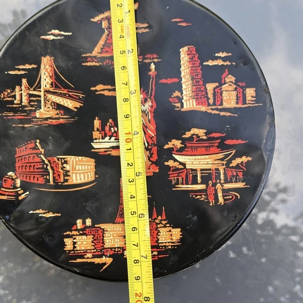 Vintage Souvenir Tin Collectible‎ World Travel Landmark Storage Container